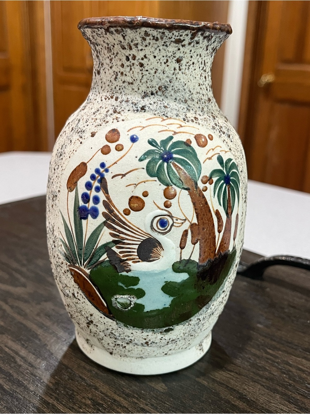 Vintage Tonala Mexican folk art vase